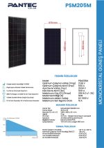 205W Monokristal Pantec Panel - Görsel 2