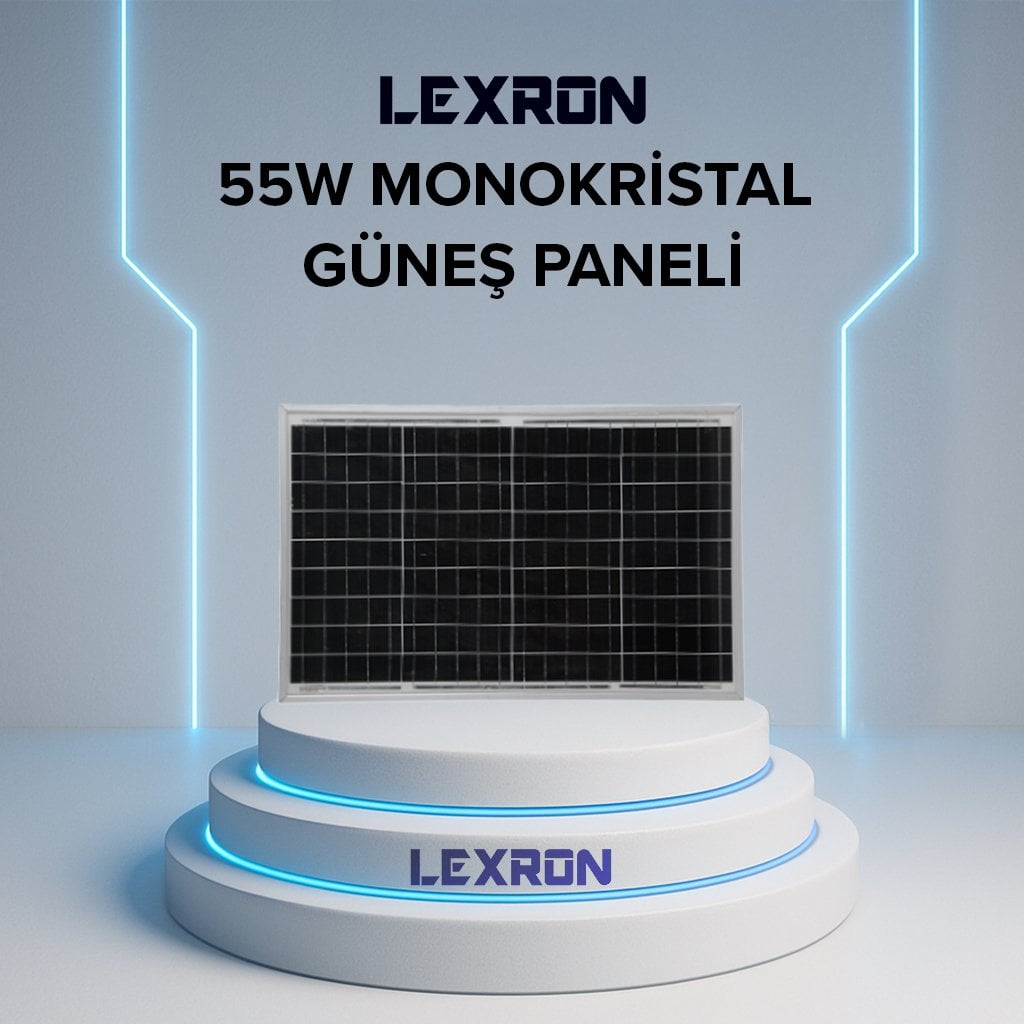 lexron-55w-monokristal-gunes-paneli.jpg 55W MONOKRİSTAL GÜNEŞ PANELİ - Görsel 1